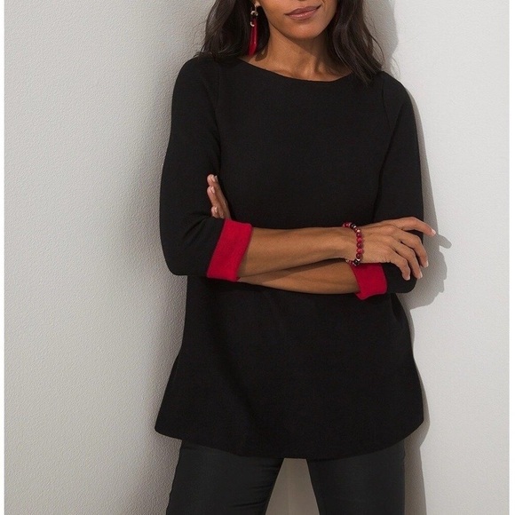 Chico’s NEW Bi-Color Double Knit Sweater Sz M - Picture 1 of 6